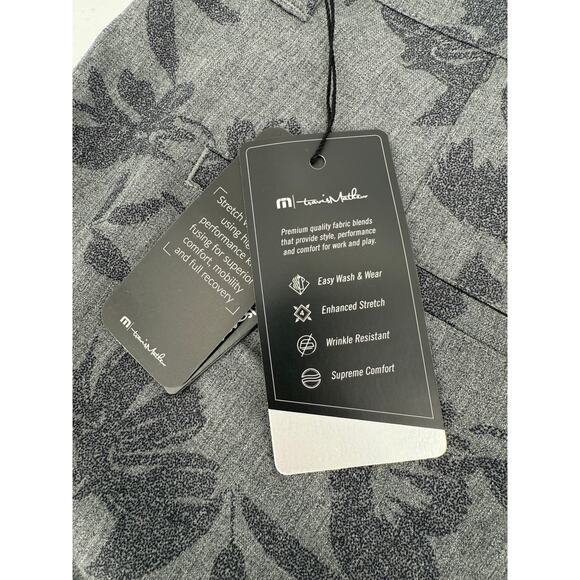 NWT Travis Mathew Inlet Heather Gray Floral Pinstripe Stretch Performance Shorts - Picture 4 of 11